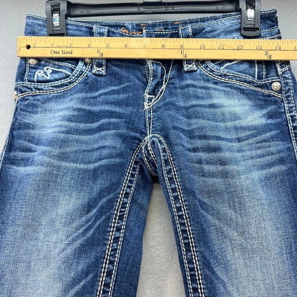 Rock Revival Women's Heather Capri Denim Pants Size 26 (2) Embellished Pockets - Picture 3 of 16